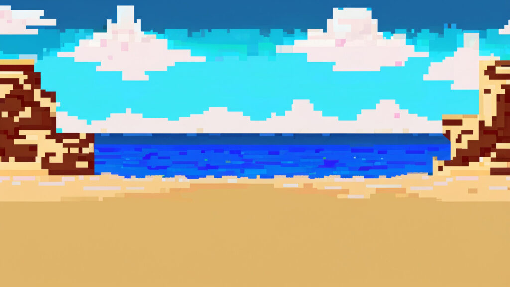 砂浜のゲーム背景（ドット絵）
