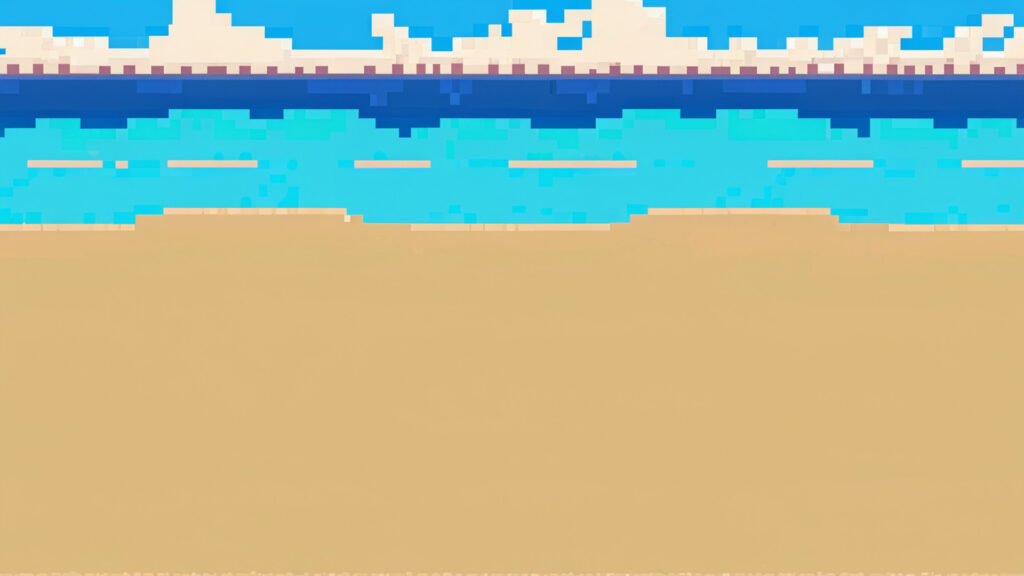 砂浜のゲーム背景（ドット絵）