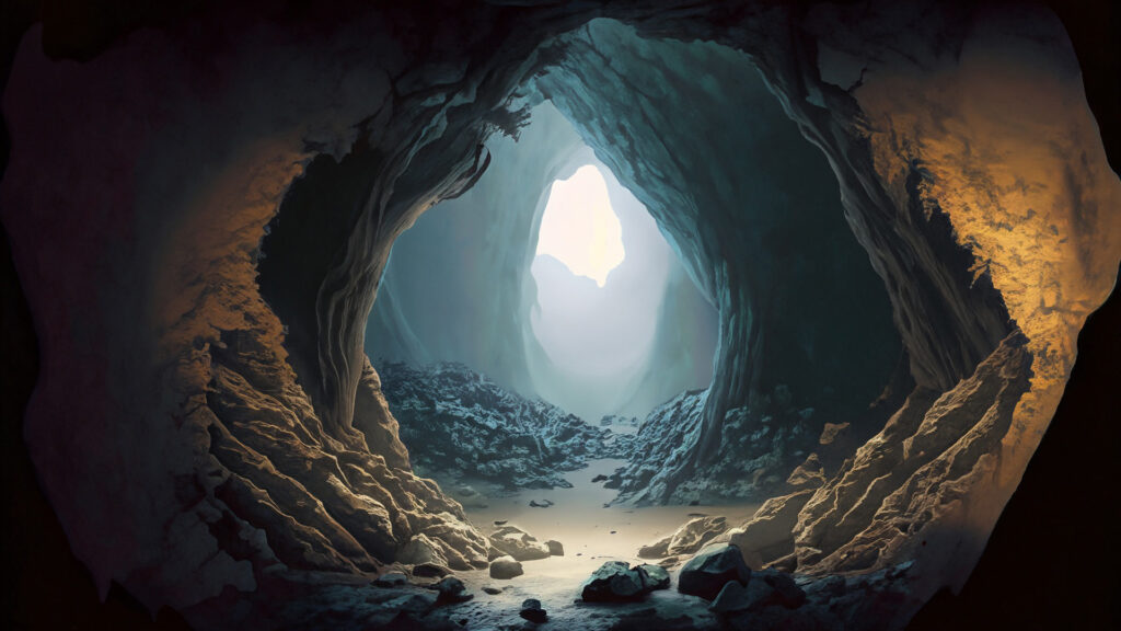 光の差し込む洞窟