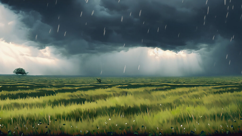 雨の草原