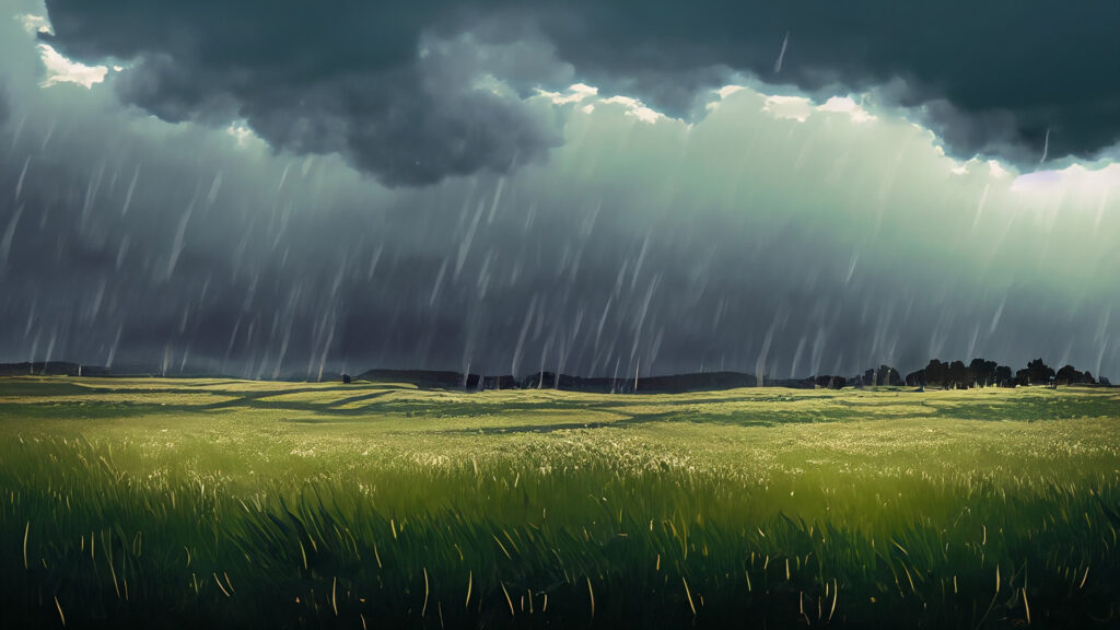 雨の草原