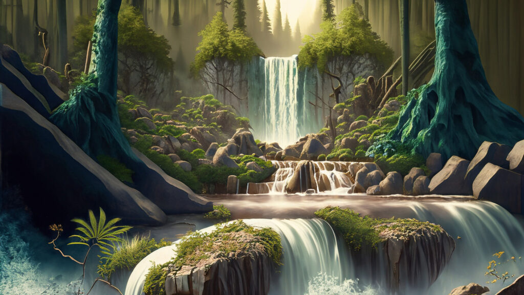 森の中の滝