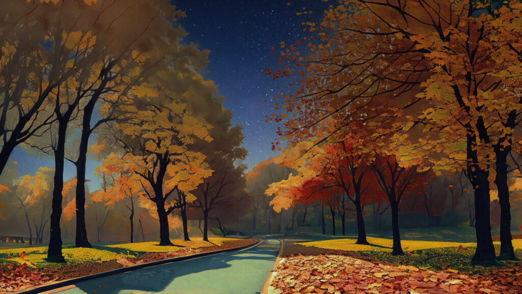 秋の公園の夜