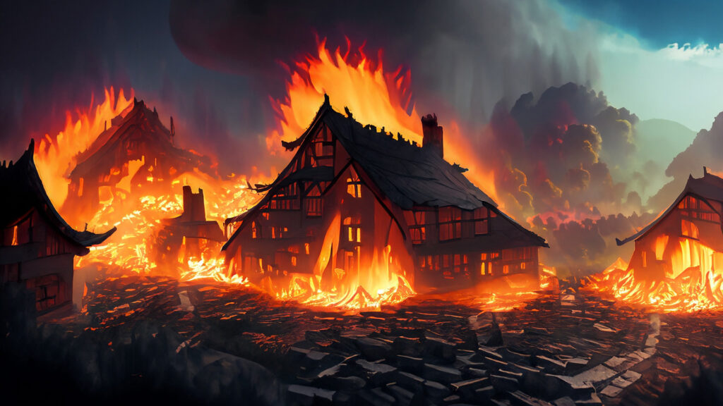 燃えている村