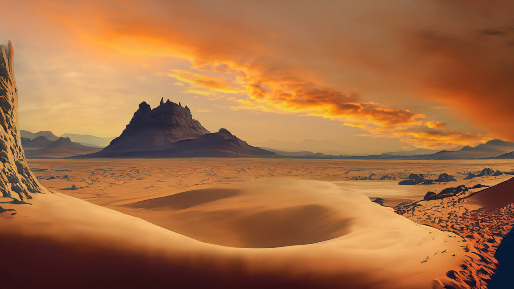 夕方の砂漠地帯