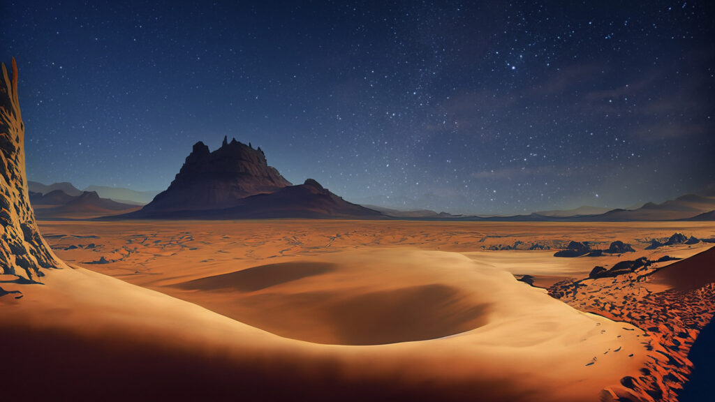 夜の砂漠地帯