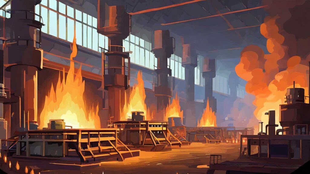 燃える工場