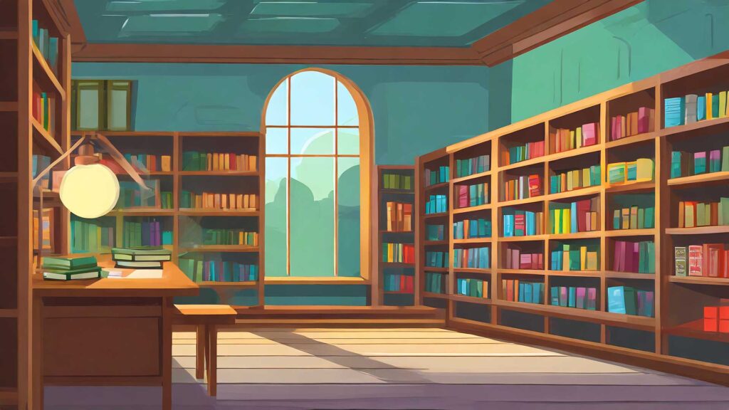シンプルな図書室の本棚