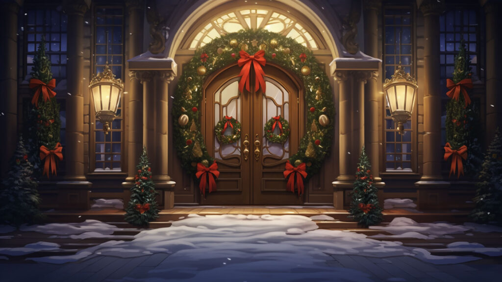 クリスマスの飾り付けされた玄関
