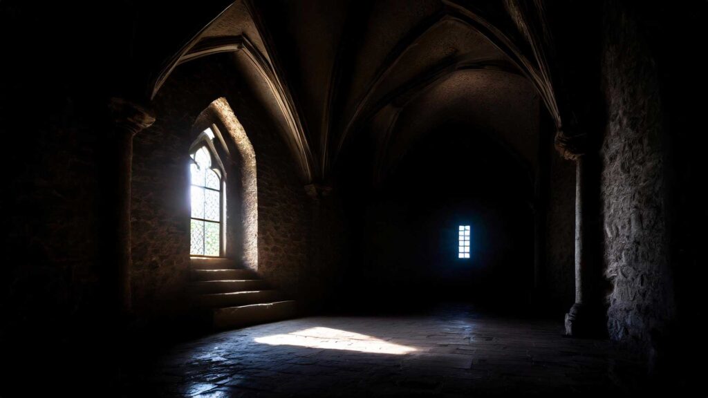 暗い古城の部屋