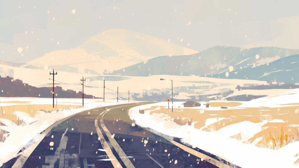 雪の日の道
