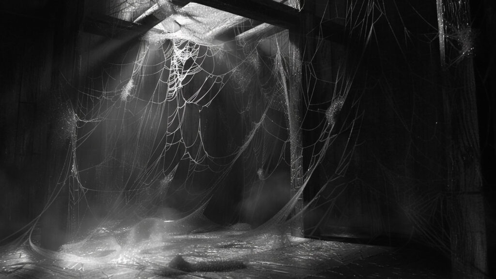 蜘蛛の巣だらけの薄暗い部屋