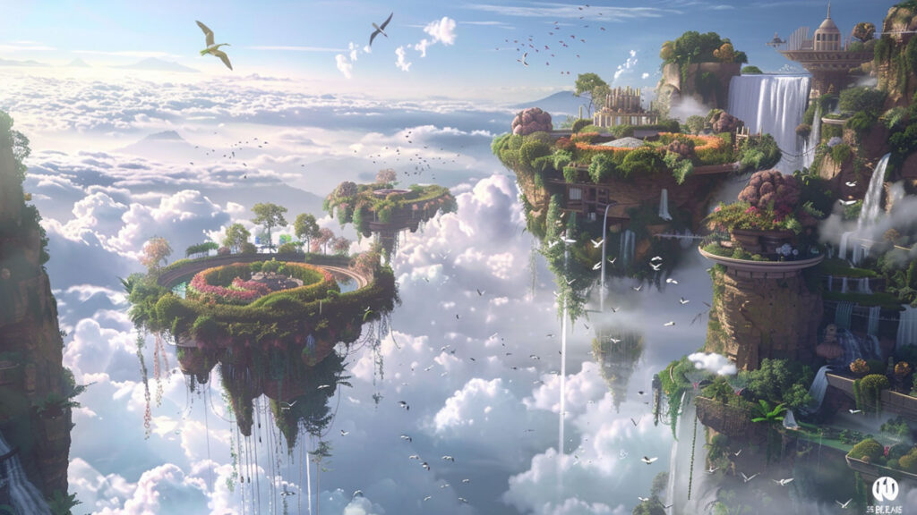 雲海の上に浮かぶ空中庭園