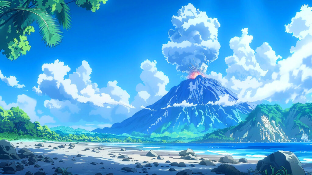 噴火する火山