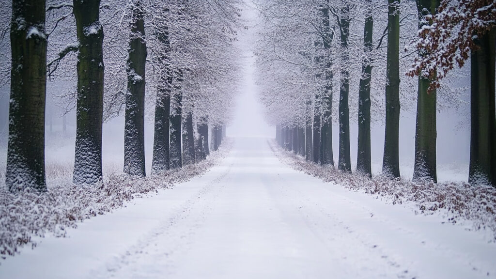 雪の降り積もる道