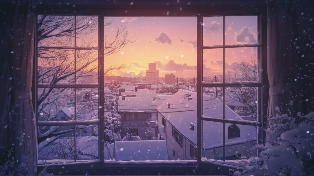 窓から見る雪景色