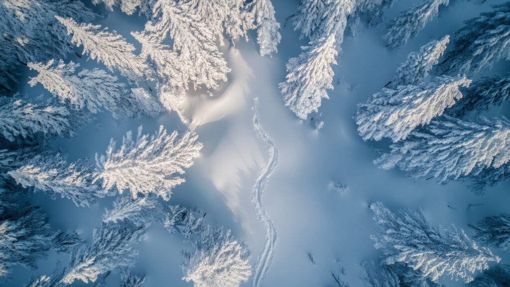 雪山の通った跡