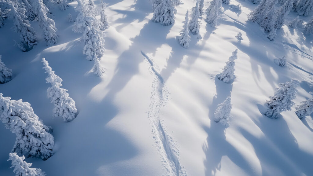 雪山の通った跡