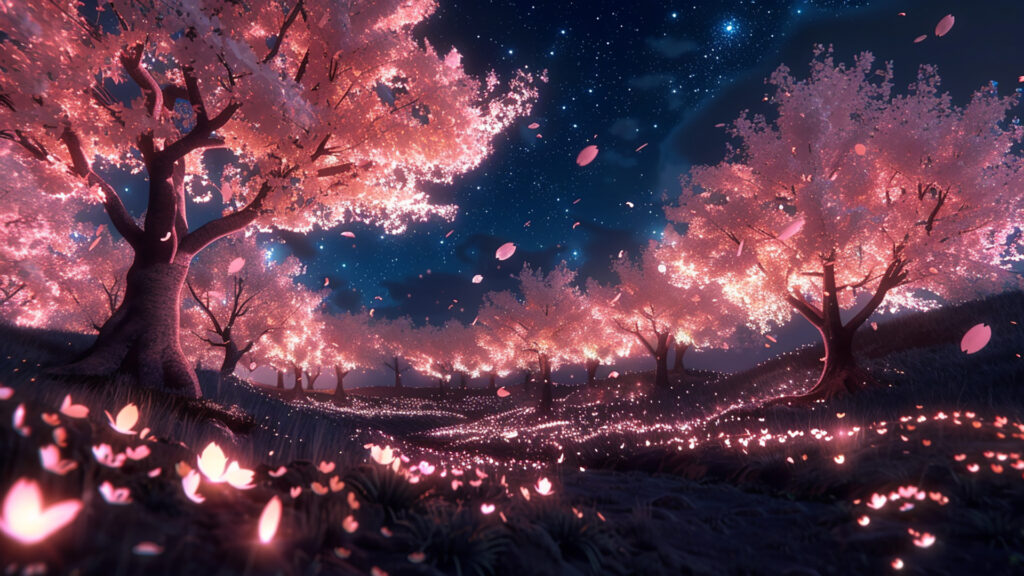ライトアップされた桜
