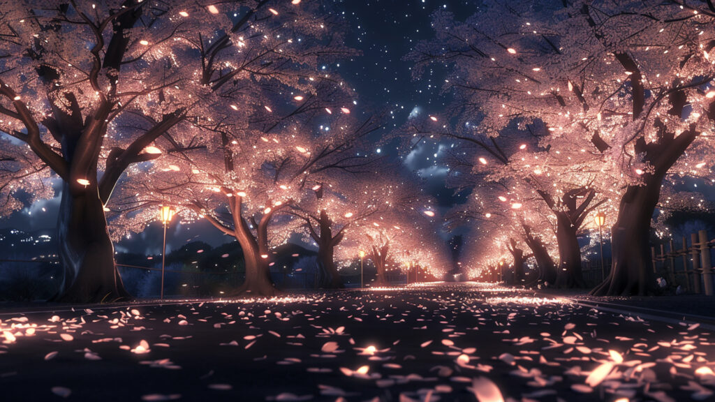 ライトアップされた桜