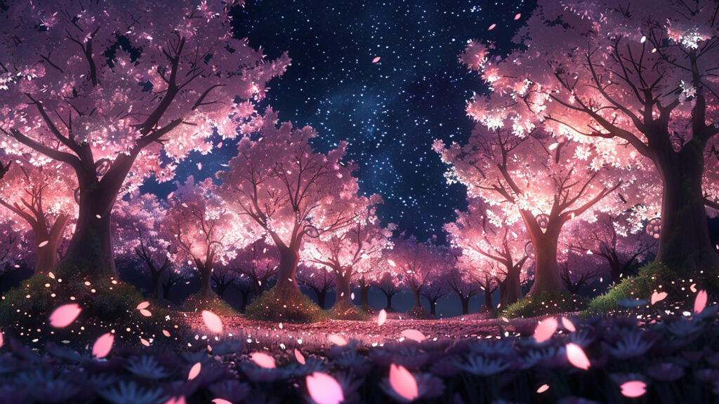 ライトアップされた桜