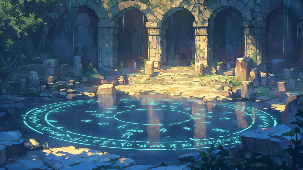 水面に輝く魔法の紋章