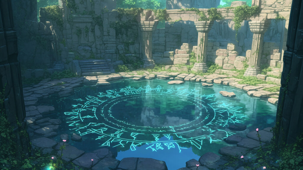 水面に輝く魔法の紋章