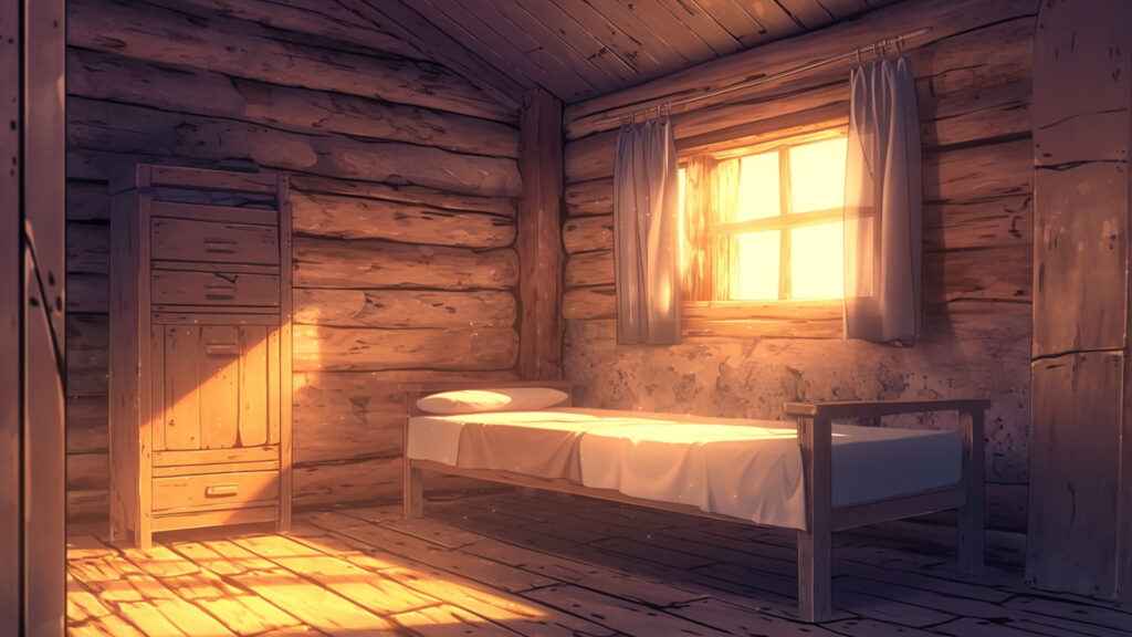山小屋の簡素な部屋