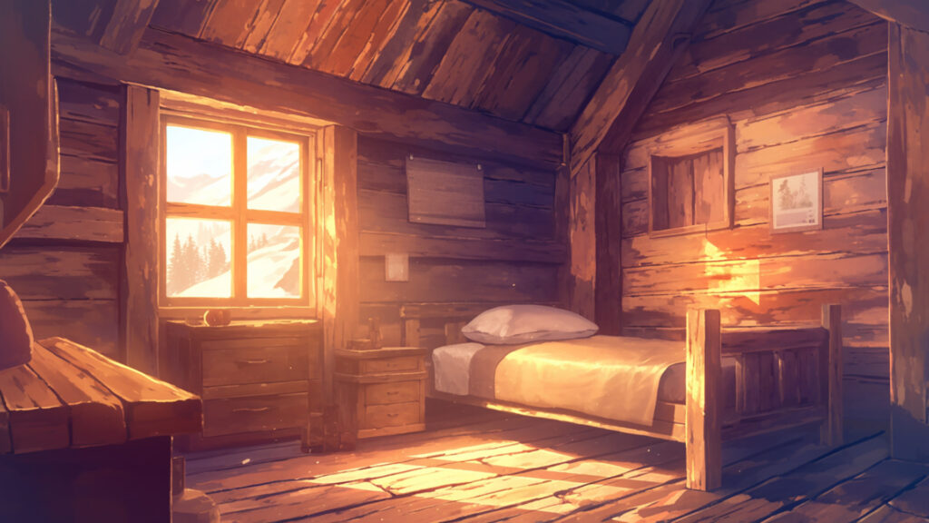 山小屋の簡素な部屋
