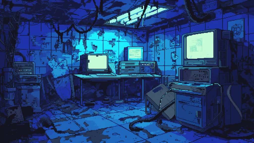廃墟になった研究部屋｜ドット絵風