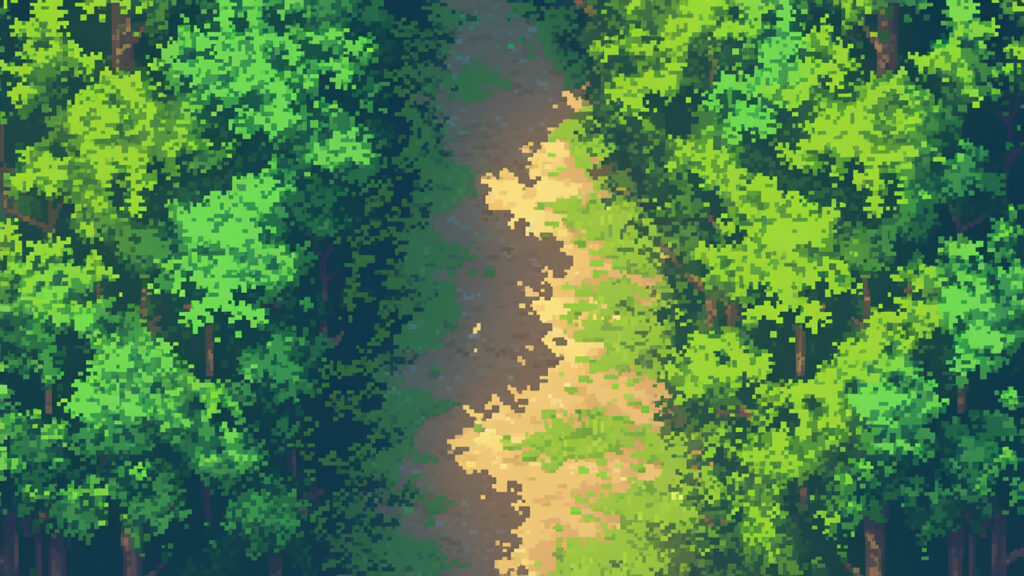 森の一本道｜ドット絵風