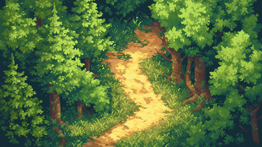 森の一本道｜ドット絵風