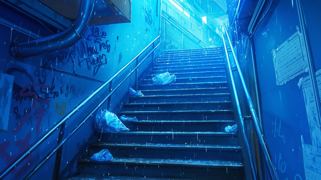 散らかっている階段