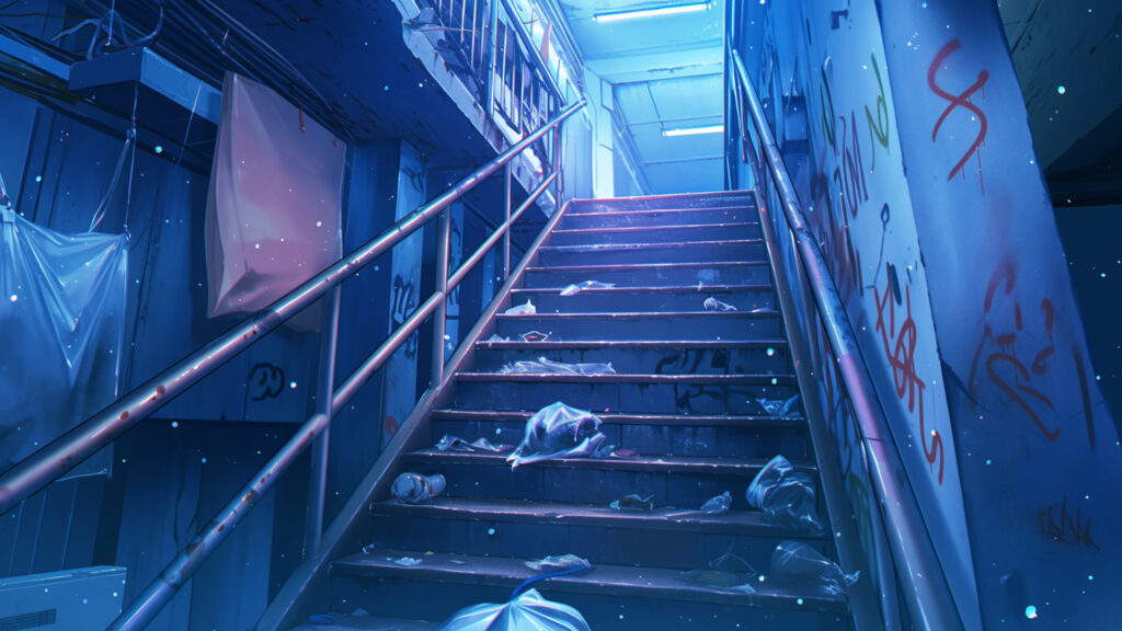 散らかっている階段