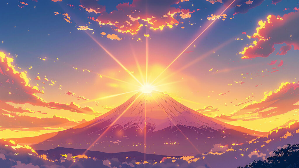 富士山と初日の出