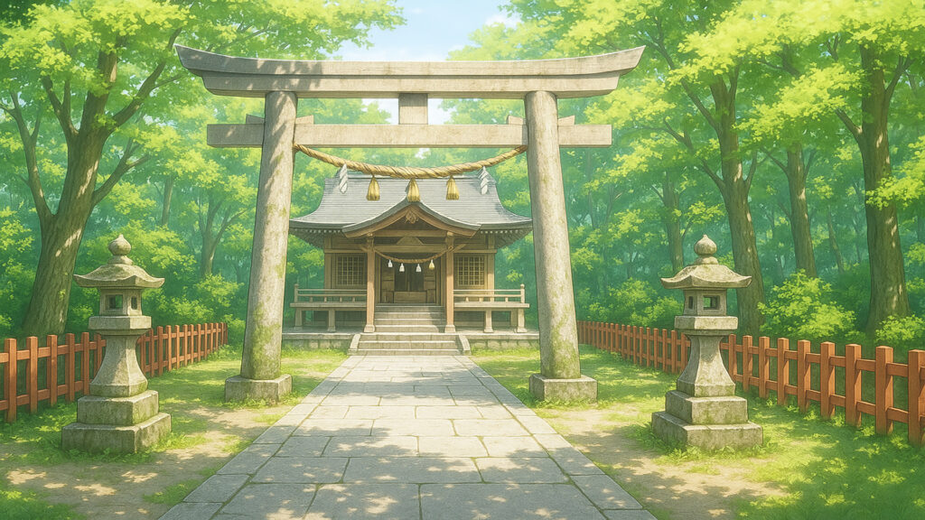 蝉の音が聞こえそうな神社の境内