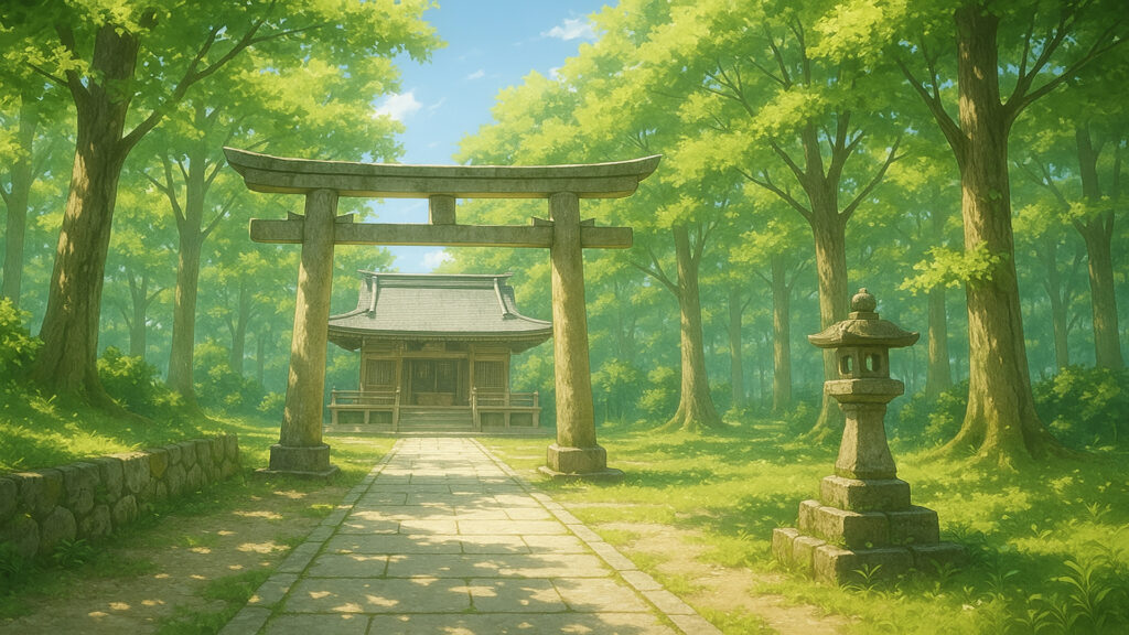 蝉の音が聞こえそうな神社の境内
