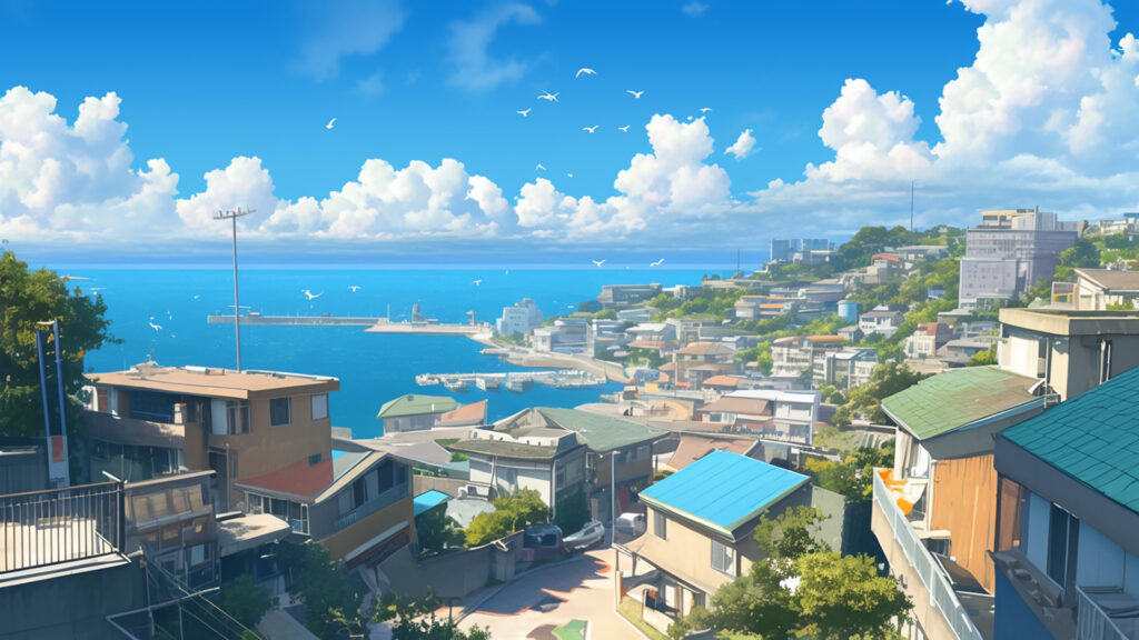 海沿いの住宅街