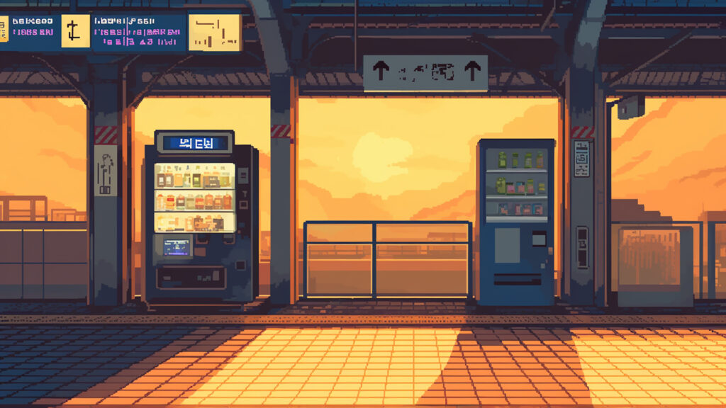 駅のホーム|ドット絵風