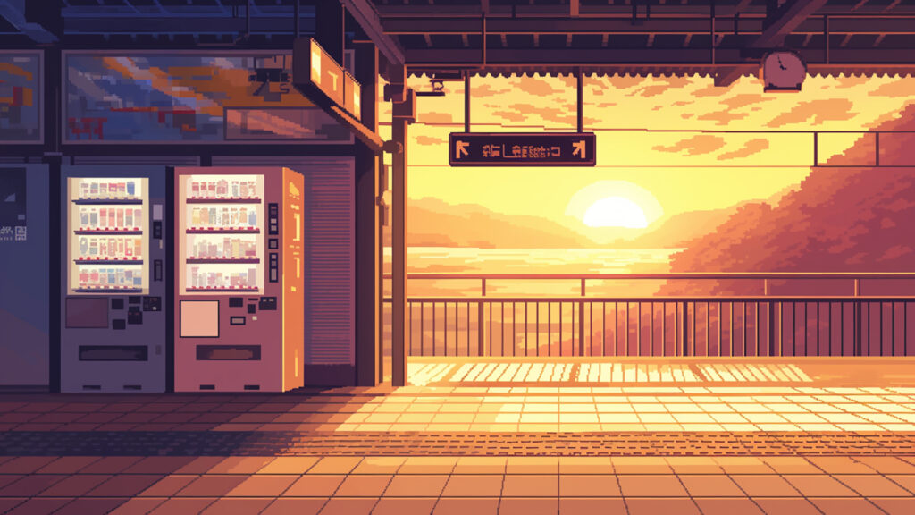 駅のホーム｜ドット絵風