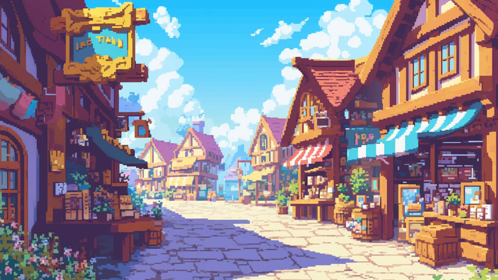 街のメインストリート｜ドット絵風