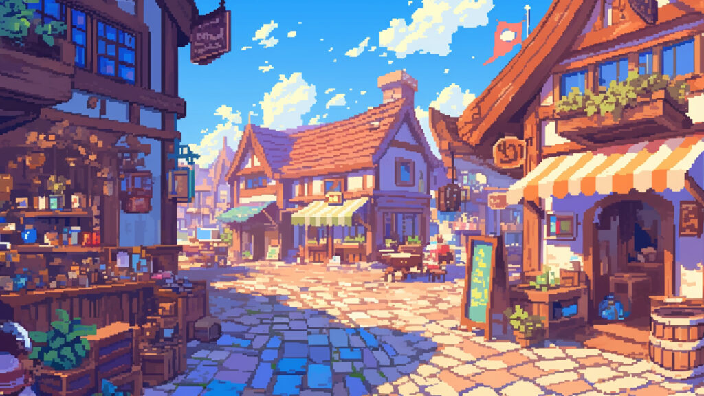 街のメインストリート｜ドット絵風