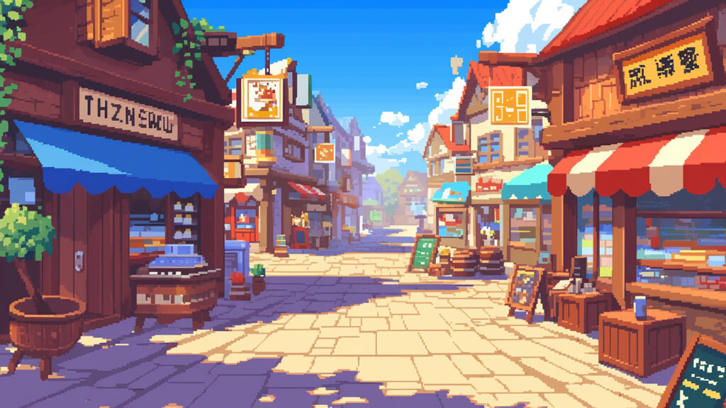 街のメインストリート｜ドット絵風