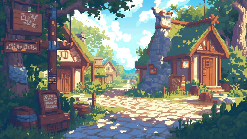 村の入り口｜ドット絵風