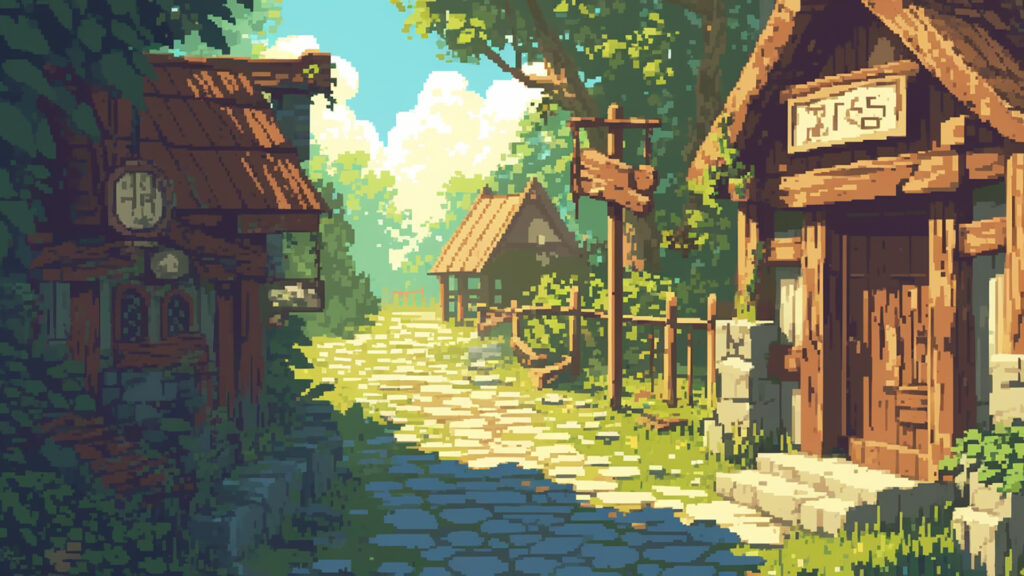 村の入り口｜ドット絵風