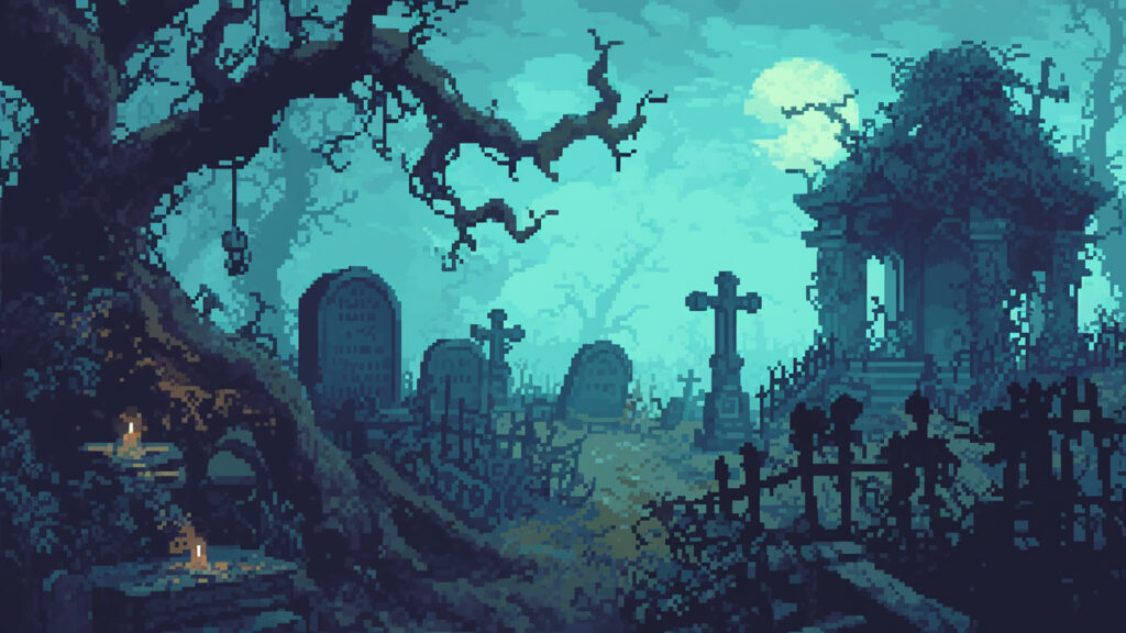 荒れた墓地｜ドット絵風