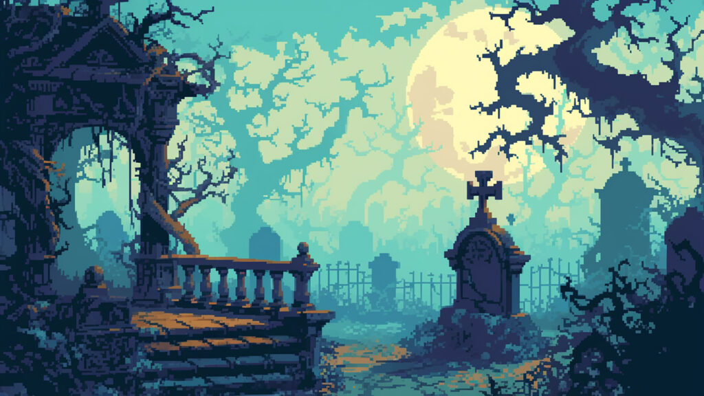 荒れた墓地｜ドット絵風