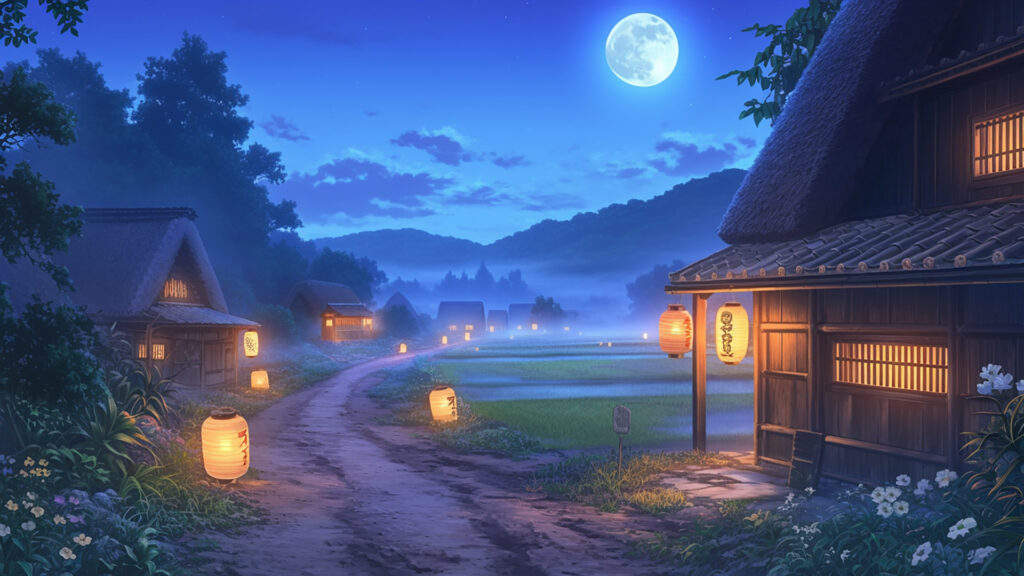 江戸時代風の村｜昼･夕方･夜