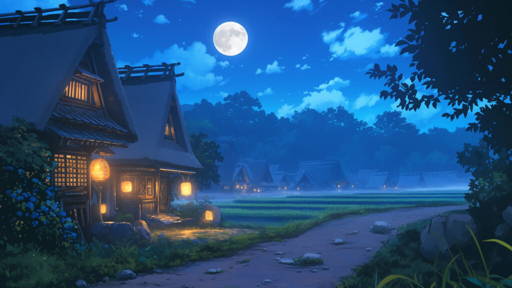 江戸時代風の村｜昼･夕方･夜