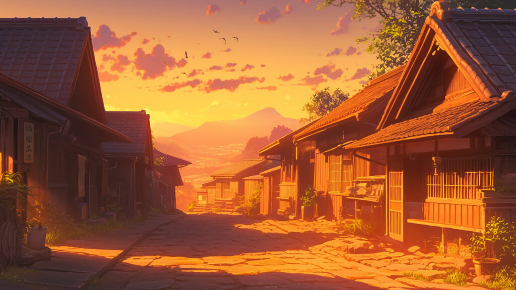 江戸時代風の村｜昼･夕方･夜